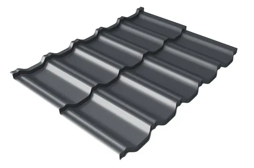 Металлочерепица модульная Квинта Uno Grand Line c 3D резом 0,5 Satin RAL 7024 мокрый асфальт купить в Балашове