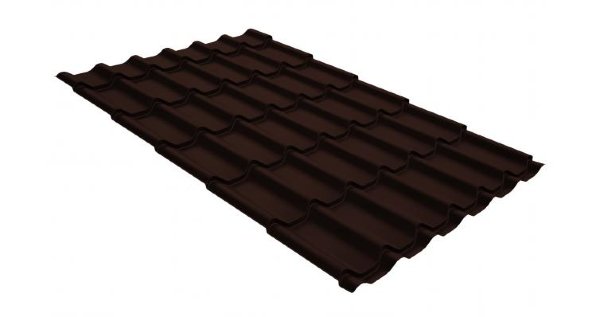 Металлочерепица классик GL 0,5 GreenCoat Pural Matt RR 887 шоколадно-коричневый (RAL 8017 шоколад) купить в Балашове