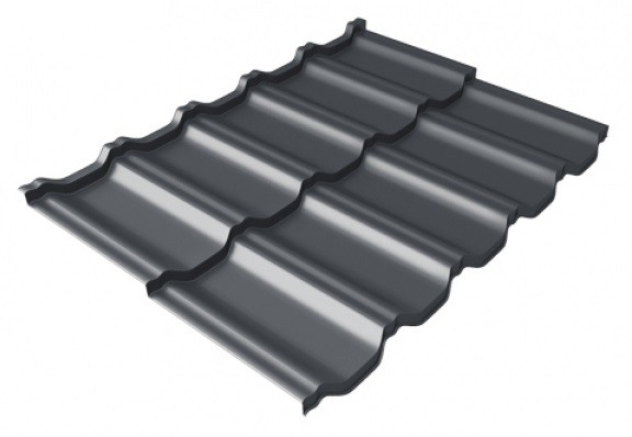 Металлочерепица модульная Квинта Uno Grand Line c 3D резом 0,5 Satin Мatt RAL 7024 мокрый асфальт купить в Балашове