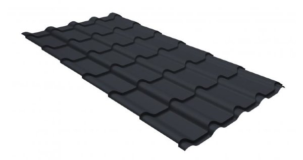 Металлочерепица камея GL 0,5 GreenCoat Pural RR 23 темно-серый (RAL 7024 мокрый асфальт) купить в Балашове