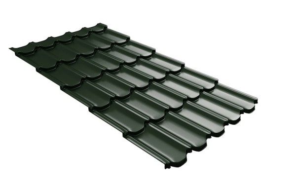 Металлочерепица квинта плюс с 3D резом 0,5 GreenСoat Pural Matt RR 11 темно-зеленый (RAL 6020 хромовая зелень) купить в Балашове