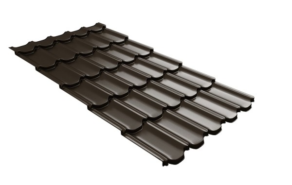Металлочерепица квинта плюс с 3D резом 0,5 GreenСoat Pural Matt RR 32 темно-коричневый (RAL 8019 серо-коричневый) купить в Балашове