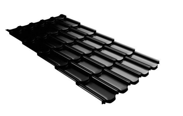 Металлочерепица квинта плюс с 3D резом 0,5 GreenСoat Pural Matt RR 33 черный (RAL 9005 черный) купить в Балашове