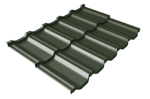 Металлочерепица модульная Квинта Uno Grand Line c 3D резом 0,5 GreenСoat Pural Matt RR 11 темно-зеленый (RAL 6020 хромовая зелень) купить в Балашове