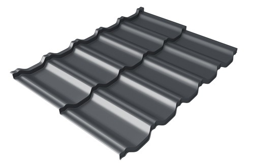 Металлочерепица модульная Квинта Uno Grand Line c 3D резом 0,45 PE RAL 7024 мокрый асфальт купить в Балашове