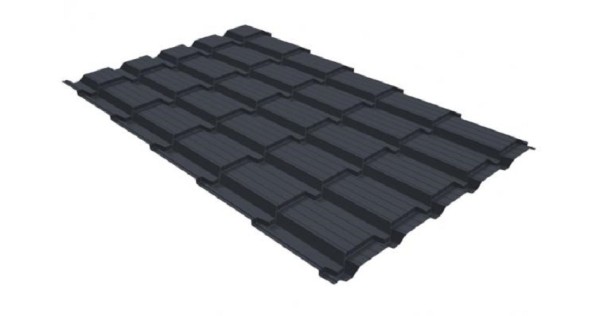 Металлочерепица GL квадро профи 0,5 GreenCoat Pural RR 23 темно-серый (RAL 7024) мокрый асфальт купить в Балашове