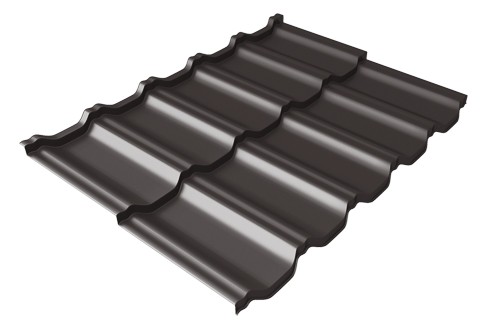 Металлочерепица модульная Квинта Uno Grand Line c 3D резом 0,5 GreenСoat Pural Matt RR 32 темно-коричневый (RAL 8019 серо-коричневый) купить в Балашове