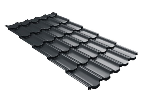 Металлочерепица квинта плюс с 3D резом 0,5 Satin RAL 7016 антрацитово-серый купить в Балашове
