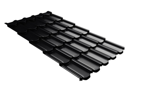Металлочерепица квинта плюс с 3D резом 0,5 Satin Мatt RAL 9005 черный купить в Балашове