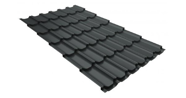 Металлочерепица квинта плюс 0,5 GreenCoat Pural RR 23 темно-серый (RAL 7024 мокрый асфальт) купить в Балашове