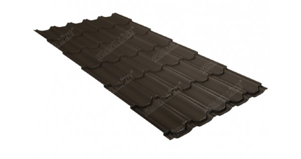 Металлочерепица квинта плюс 0,5 GreenCoat Pural Matt RR 32 темно-коричневый (RAL 8019 серо-коричневый) купить в Балашове